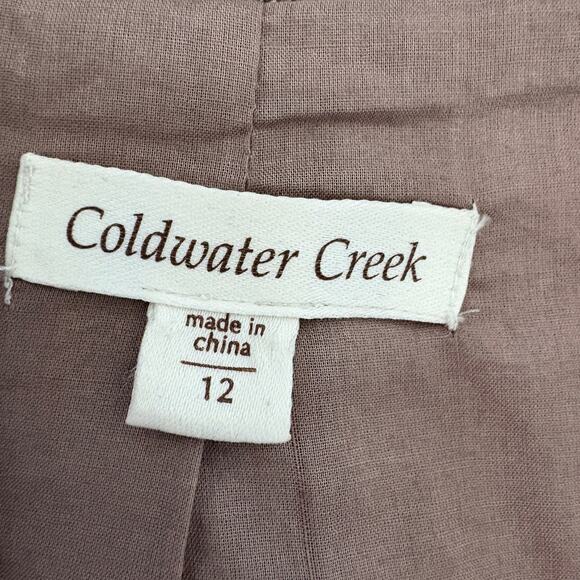 Brown Blazer Linen Blend Jacket 12 Dark Academia Preppy Fitted Coldwater Creek - Picture 7 of 12
